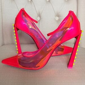 Christian Louboutin Debout Condorapik 100 Hot Pink Vinyl Patent Leather Pump 39